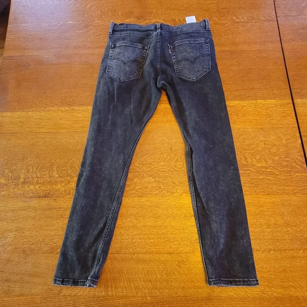 Levi's 512 Black Slim Tapered Denim Jeans 5-Pocket Button Zip Men's